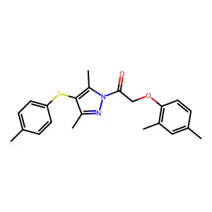 1-[3,5-dimethyl-4-(4-methylphenyl)sulfanylpyrazol-1-yl]-2-(2,4-dimethylphenoxy)ethanone structure