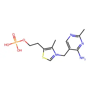 3-[(4-Amino-2-methyl-5-pyrimidinyl)methyl]-4-methyl-5-[2-(phosphonooxy)ethyl]thiazolium structure