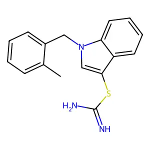 ({1-[(2-methylphenyl)methyl]-1H-indol-3-yl}sulfanyl)methanimidamide structure