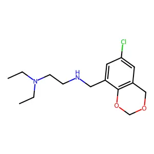 N-[(6-chloro-4H-1,3-benzodioxin-8-yl)methyl]-N',N'-diethylethane-1,2-diamine structure
