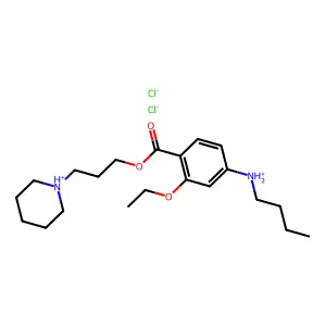 butyl-[3-ethoxy-4-(3-piperidin-1-ium-1-ylpropoxycarbonyl)phenyl]azanium dichloride structure