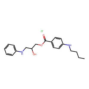 Benzoic acid, p-(butylamino)-, 2-hydroxy-3-(phenylamino)propyl ester, hydrochloride structure