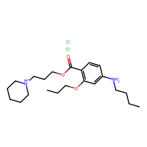 butyl-[4-(3-piperidin-1-ium-1-ylpropoxycarbonyl)-3-propoxyphenyl]azanium dichloride structure