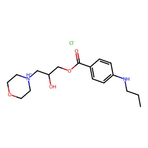 (2-hydroxy-3-morpholin-4-ium-4-ylpropyl) 4-(propylamino)benzoate chloride structure