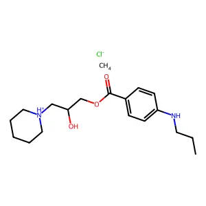 (2-hydroxy-3-piperidin-1-ium-1-ylpropyl) 4-(propylamino)benzoatemethanechloride structure