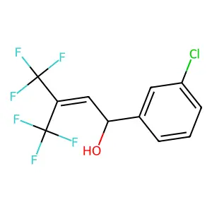 1-(3-chlorophenyl)-4,4,4-trifluoro-3-(trifluoromethyl)but-2-en-1-ol structure