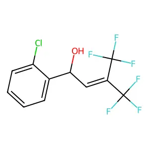 1-(2-chlorophenyl)-4,4,4-trifluoro-3-(trifluoromethyl)but-2-en-1-ol structure