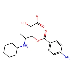 1-(4-aminobenzoyl)oxypropan-2-yl-cyclohexylazanium2-hydroxyacetate structure