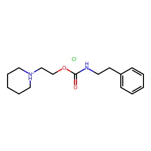 2-piperidin-1-ium-1-ylethyl N-(2-phenylethyl)carbamate chloride structure