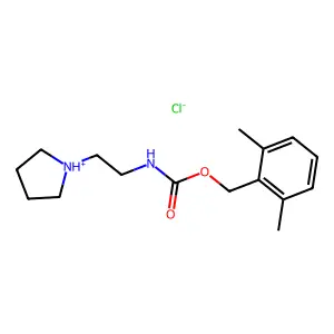 (2,6-dimethylphenyl)methyl N-(2-pyrrolidin-1-ium-1-ylethyl)carbamate chloride structure
