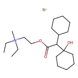 2-[2-cyclohexyl-2-(1-hydroxycyclohexyl)acetyl]oxyethyl-diethyl-methylazanium bromide structure