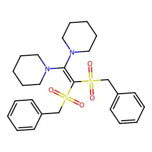 1-[2,2-bis(benzylsulfonyl)-1-piperidin-1-ylethenyl]piperidine structure
