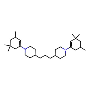 1-(3,3,5-trimethylcyclohexen-1-yl)-4-[3-[1-(3,5,5-trimethylcyclohexen-1-yl)piperidin-4-yl]propyl]piperidine structure