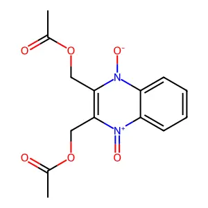 [3-(acetyloxymethyl)-1-oxido-4-oxoquinoxalin-4-ium-2-yl]methyl acetate structure