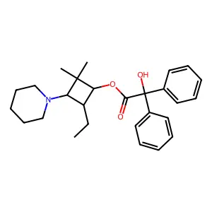 (4-ethyl-2,2-dimethyl-3-piperidin-1-ylcyclobutyl) 2-hydroxy-2,2-diphenylacetate structure
