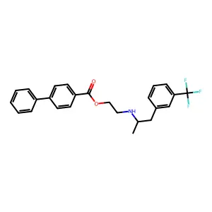 2-[1-[3-(trifluoromethyl)phenyl]propan-2-ylamino]ethyl 4-phenylbenzoate structure