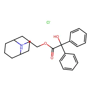 Benzilate ester of N-(beta-hydroxyethyl)norgranatane hydrochloride structure