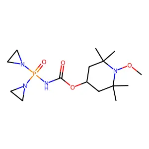 Carbamic acid, (bis(1-aziridinyl)phosphinyl)-, 1-methoxy-2,2,6,6-tetramethyl-4-piperidyl ester structure