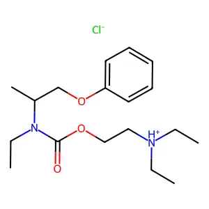 diethyl-[2-[ethyl(1-phenoxypropan-2-yl)carbamoyl]oxyethyl]azanium chloride structure