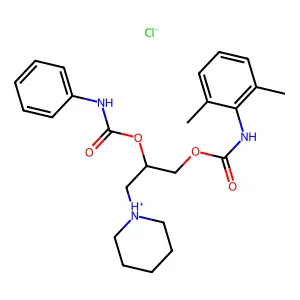 [2-(phenylcarbamoyloxy)-3-piperidin-1-ium-1-ylpropyl] N-(2,6-dimethylphenyl)carbamate chloride structure