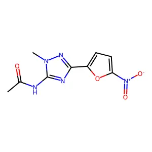 N-[2-methyl-5-(5-nitrofuran-2-yl)-1,2,4-triazol-3-yl]acetamide structure