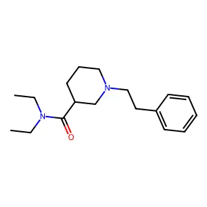 N,N-diethyl-1-(2-phenylethyl)piperidine-3-carboxamide structure