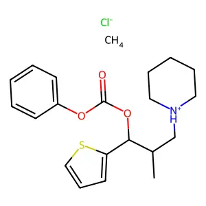 methane(2-methyl-3-piperidin-1-ium-1-yl-1-thiophen-2-ylpropyl) phenyl carbonatechloride structure