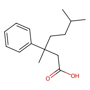 3,6-Dimethyl-3-phenylheptanoic acid structure
