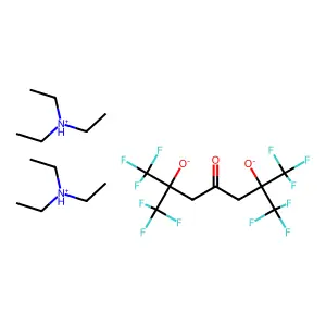 1,1,1,7,7,7-hexafluoro-4-oxo-2,6-bis(trifluoromethyl)heptane-2,6-diolate;bis(triethylazanium) structure