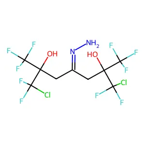 1-chloro-6-[chloro(difluoro)methyl]-1,1,7,7,7-pentafluoro-4-hydrazinylidene-2-(trifluoromethyl)heptane-2,6-diol structure