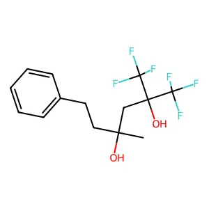1,1,1-trifluoro-4-methyl-6-phenyl-2-(trifluoromethyl)hexane-2,4-diol structure