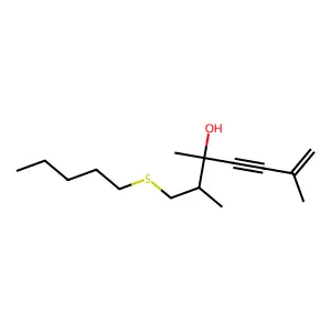 2,3,6-trimethyl-1-pentylsulfanylhept-6-en-4-yn-3-ol structure