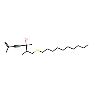 1-decylsulfanyl-2,3,6-trimethylhept-6-en-4-yn-3-ol structure