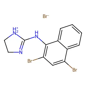 N-(2,4-dibromonaphthalen-1-yl)-4,5-dihydro-1H-imidazol-1-ium-2-amine bromide structure