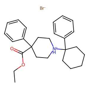 ethyl 4-phenyl-1-(1-phenylcyclohexyl)piperidin-1-ium-4-carboxylate bromide structure