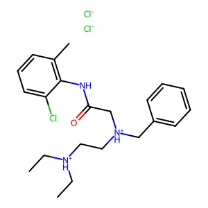 benzyl-[2-(2-chloro-6-methylanilino)-2-oxoethyl]-[2-(diethylazaniumyl)ethyl]azanium dichloride structure