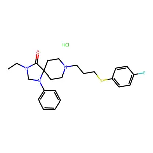 1,3,8-Triazaspiro(4.5)decan-4-one, 3-ethyl-8-(3-((4-fluorophenyl)thio)propyl)-1-phenyl-, hydrochloride structure