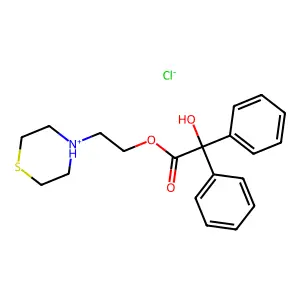 2-thiomorpholin-4-ium-4-ylethyl 2-hydroxy-2,2-diphenylacetate chloride structure