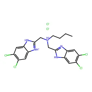 butyl-[(5,6-dichloro-1H-benzimidazol-3-ium-2-yl)methyl]-[(5,6-dichloro-1H-benzimidazol-2-yl)methyl]azanium dichloride structure