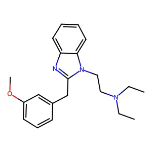 N,N-diethyl-2-[2-[(3-methoxyphenyl)methyl]benzimidazol-1-yl]ethanamine structure