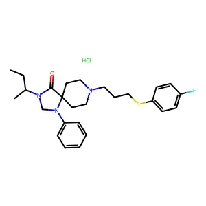 1,3,8-Triazaspiro(4.5)decan-4-one, 8-(3-(p-fluorophenylthio)propyl)-3-sec-butyl-1-phenyl-, hydrochloride structure
