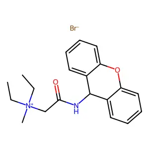 diethyl-methyl-[2-oxo-2-(9H-xanthen-9-ylamino)ethyl]azanium bromide structure