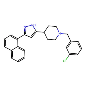 1-[(3-chlorophenyl)methyl]-4-(3-naphthalen-1-yl-1H-pyrazol-5-yl)piperidine structure