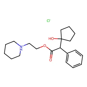 Acetic acid, 2-(1-hydroxycyclopentyl)-2-phenyl-, 2-piperidinoethyl ester, hydrochloride structure