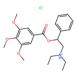 diethyl-[2-phenyl-2-(3,4,5-trimethoxybenzoyl)oxyethyl]azanium chloride structure