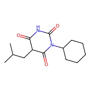 1-cyclohexyl-5-(2-methylpropyl)-1,3-diazinane-2,4,6-trione structure