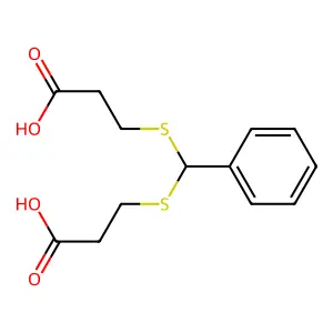 propanoic acid, 3,3'-[(phenylmethylene)bis(thio)]bis- structure