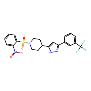 1-(2-nitrophenyl)sulfonyl-4-[3-[3-(trifluoromethyl)phenyl]-1H-pyrazol-5-yl]piperidine structure