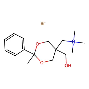 [5-(hydroxymethyl)-2-methyl-2-phenyl-1,3-dioxan-5-yl]methyl-trimethylazanium bromide structure