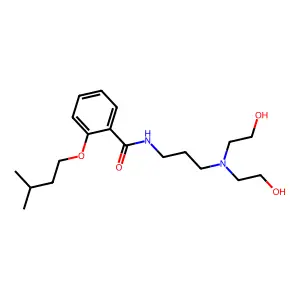 N-[3-[bis(2-hydroxyethyl)amino]propyl]-2-(3-methylbutoxy)benzamide structure